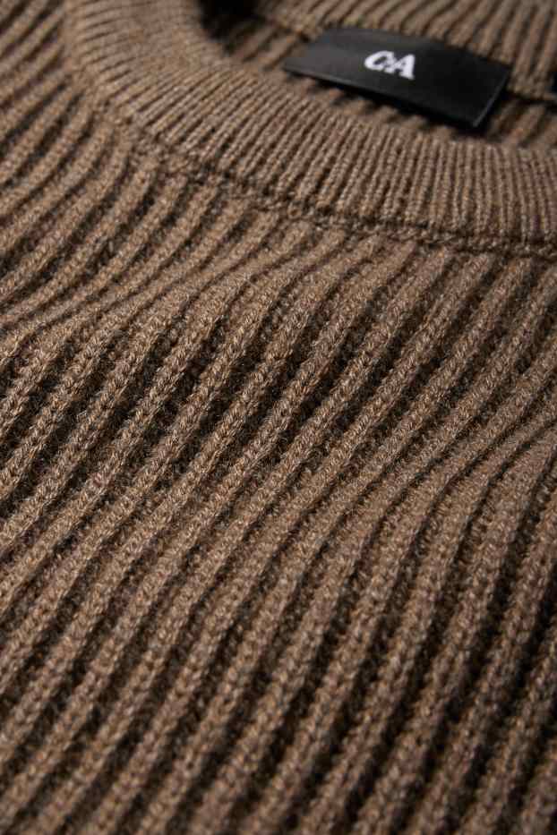 Men - Jumper - ribbed - khaki