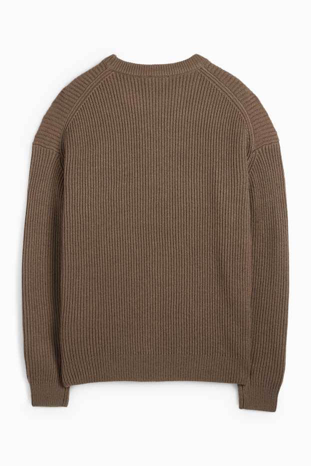 Men - Jumper - ribbed - khaki
