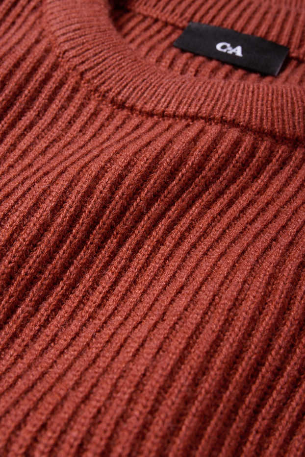 Men - Jumper - ribbed - rust