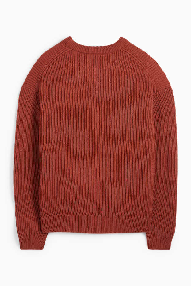 Men - Jumper - ribbed - rust