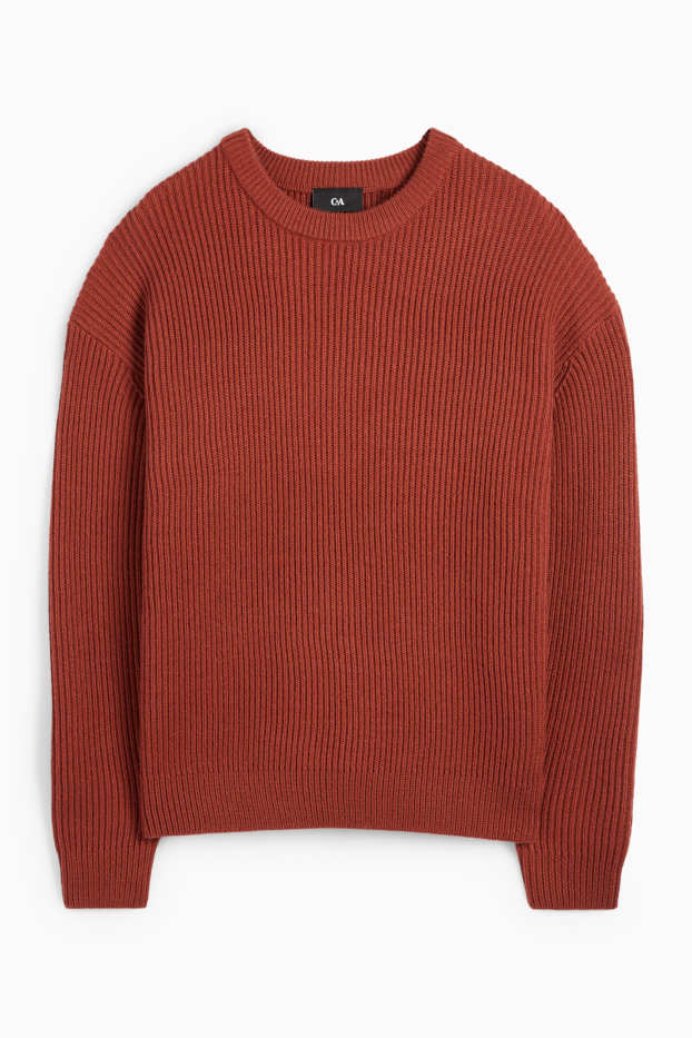 Men - Jumper - ribbed - rust