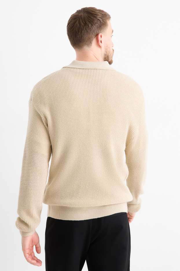 Men - Jumper - textured - beige