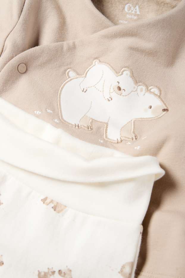 Unisexe - Ours polaire - tenue nouveau-né - 2 pièces - beige