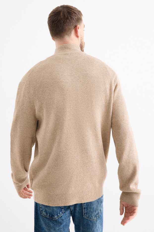 Men - Jumper - ribbed - beige