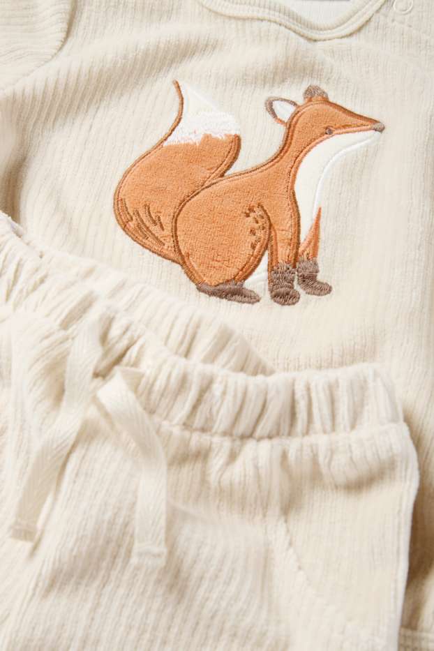Baby Buben - Fuchs - Baby-Outfit - gerippt - 2 teilig - beige