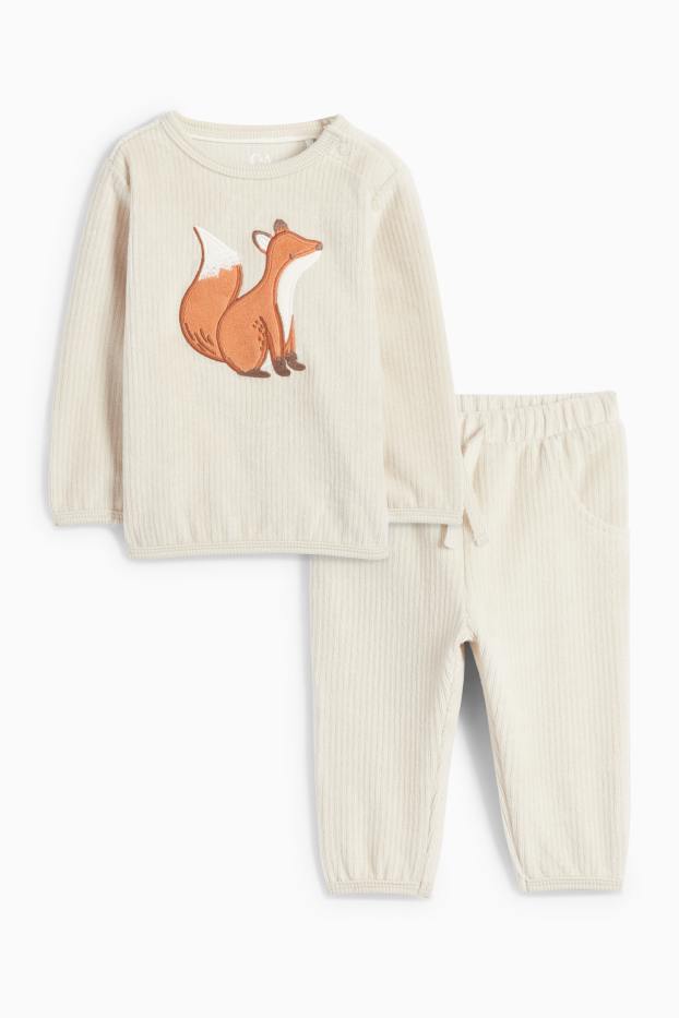 Baby Buben - Fuchs - Baby-Outfit - gerippt - 2 teilig - beige