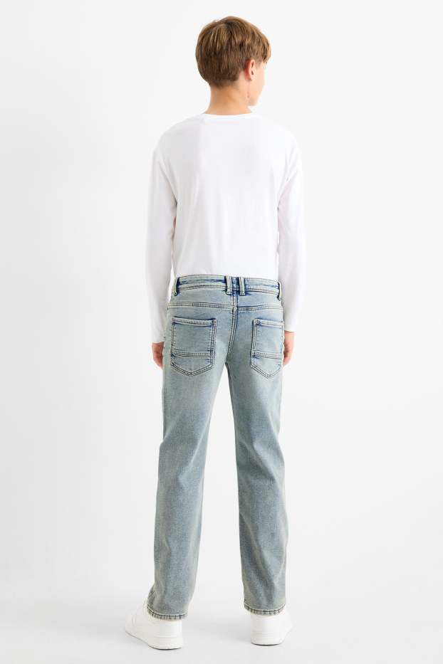 Kinder Buben - Straight Jeans - Thermojeans - extra-schmaler Bund - helljeansblau