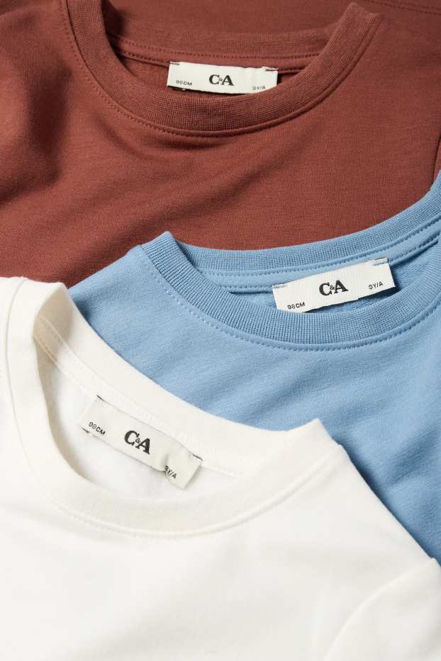 Kinder Buben - Multipack 3er - Langarmshirt - weiß