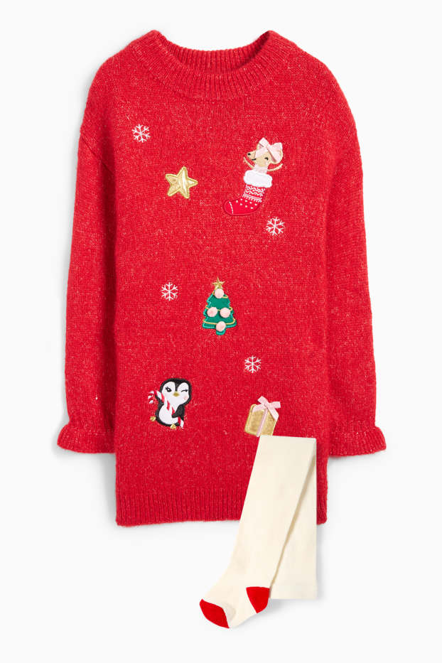 Nena - Conjunt - vestit nadalenc i leotards - 2 peces - vermell