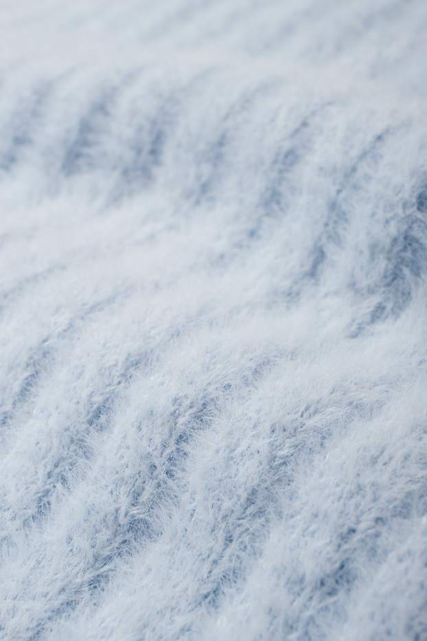 Kinder Mädchen - Kapuzenpullover - gerippt - hellblau
