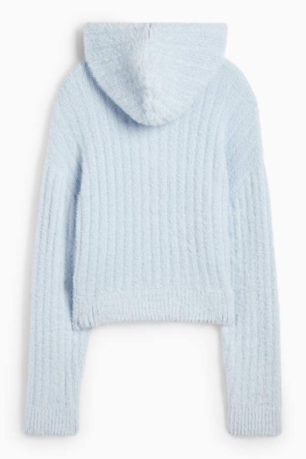 Kinder Mädchen - Kapuzenpullover - gerippt - hellblau