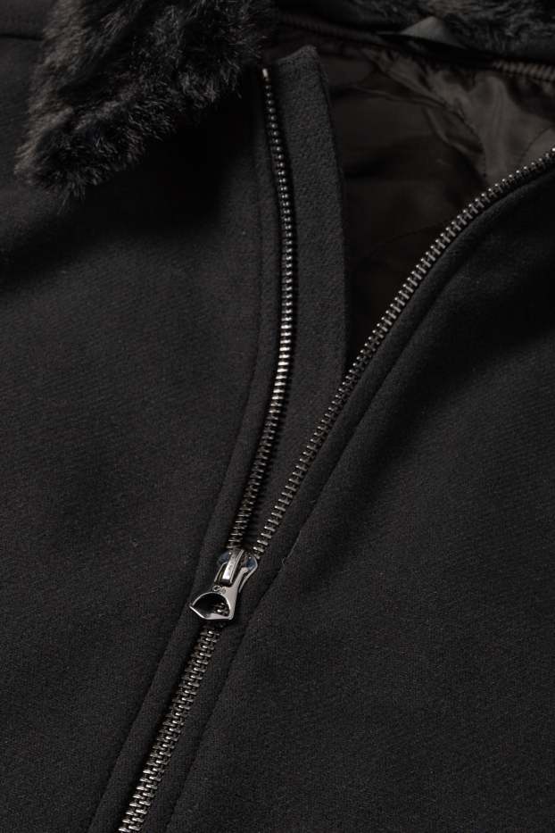 Uomo - Giacca con riporto di ecopelliccia - nero