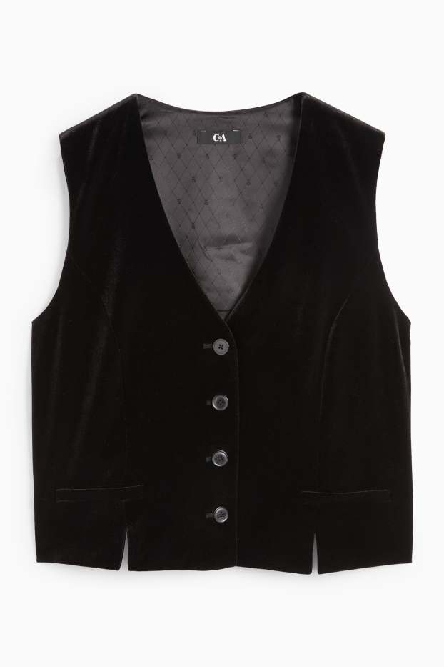 Mujer - Chaleco de terciopelo - colección modular - regular fit - negro