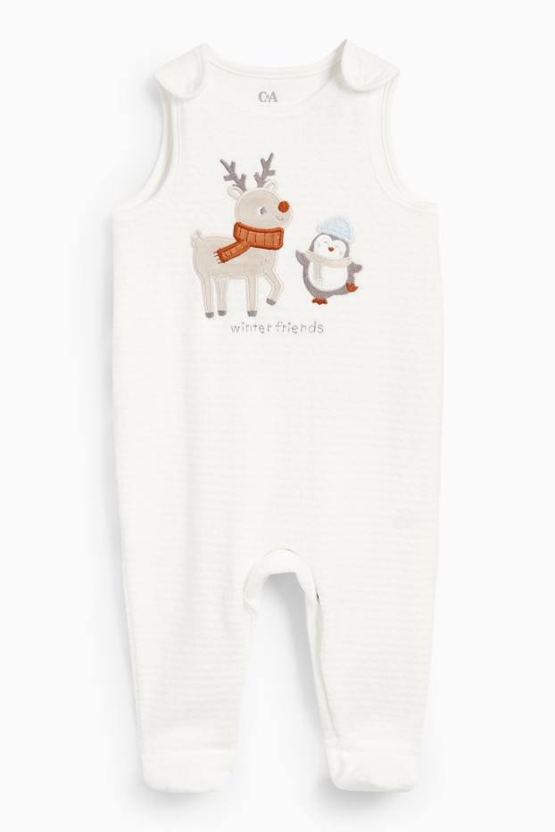 Neonati - Cervo e pinguino - set con tutina - 2 pezzi - bianco