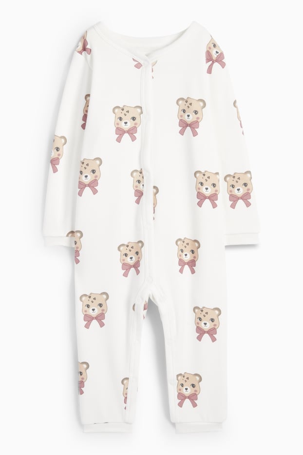 Miminka - dívky - Leopardi - pyžamo pro miminka - s plyšovou vnitřní stranou - bílá