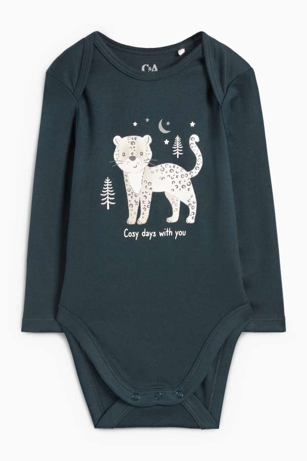 Unisex - Leopard - baby bodysuit - dark green