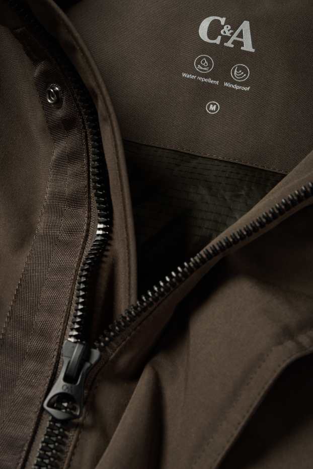 Men - Parka with hood - lined - water-repellent - dark green