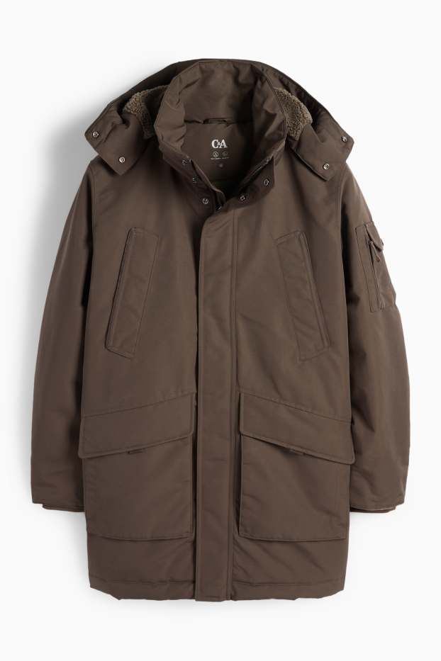 Men - Parka with hood - lined - water-repellent - dark green