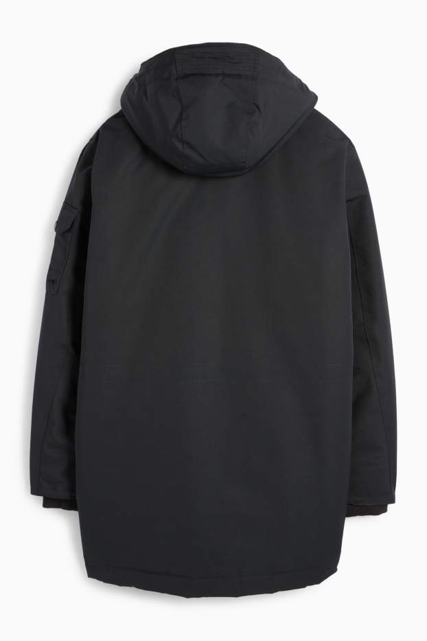 Men - Parka with hood - lined - water-repellent - black