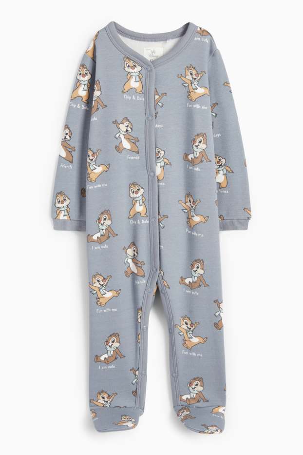 Unisex - Chip și Dale - pijama salopetă bebeluși - căptușită cu pluș - gri