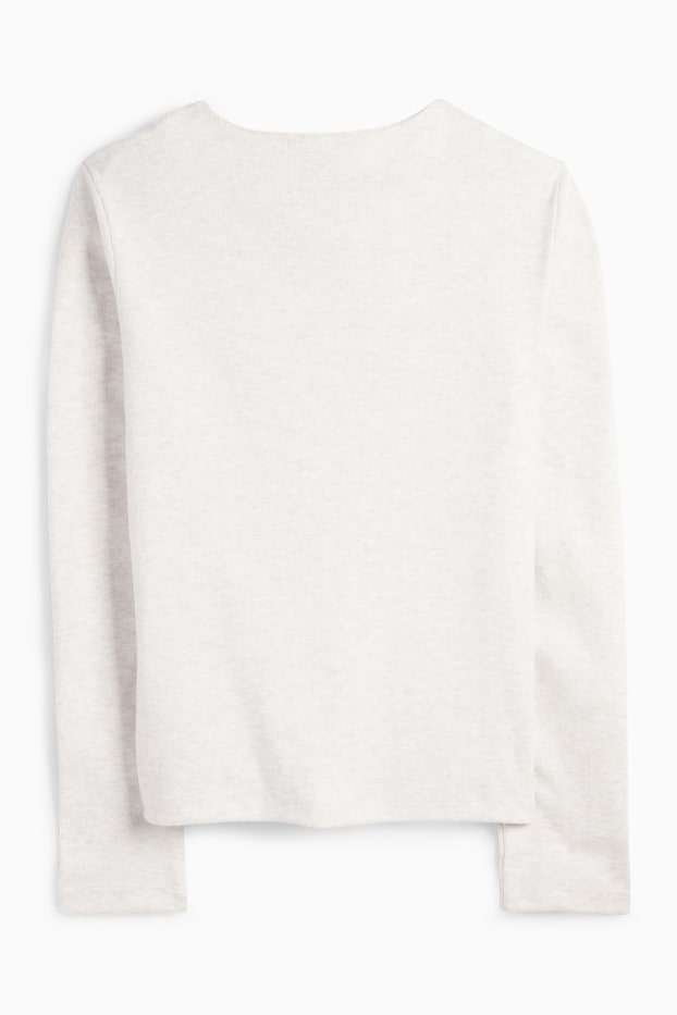 Damen - Sweatshirt - gerippt - cremeweiß