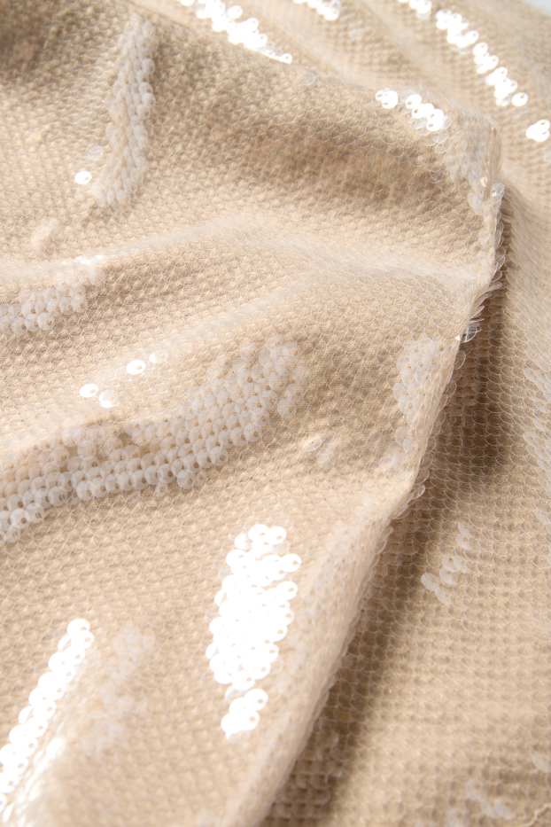 Damen - Pailletten-Minirock - beige