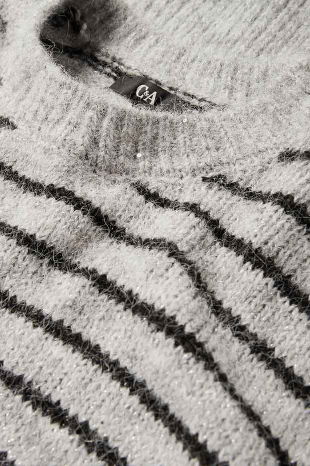 Women - Jumper - striped - gray