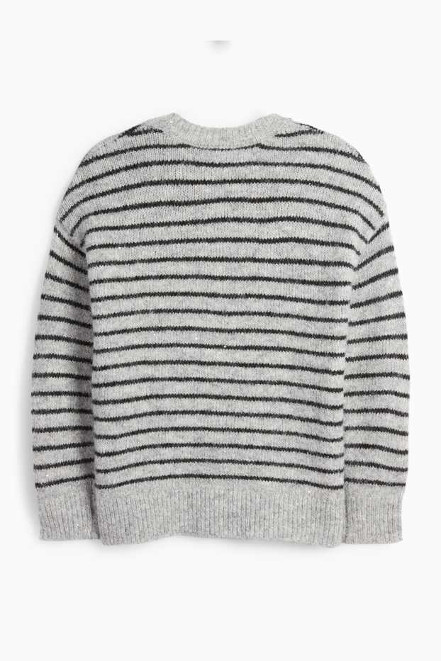 Women - Jumper - striped - gray