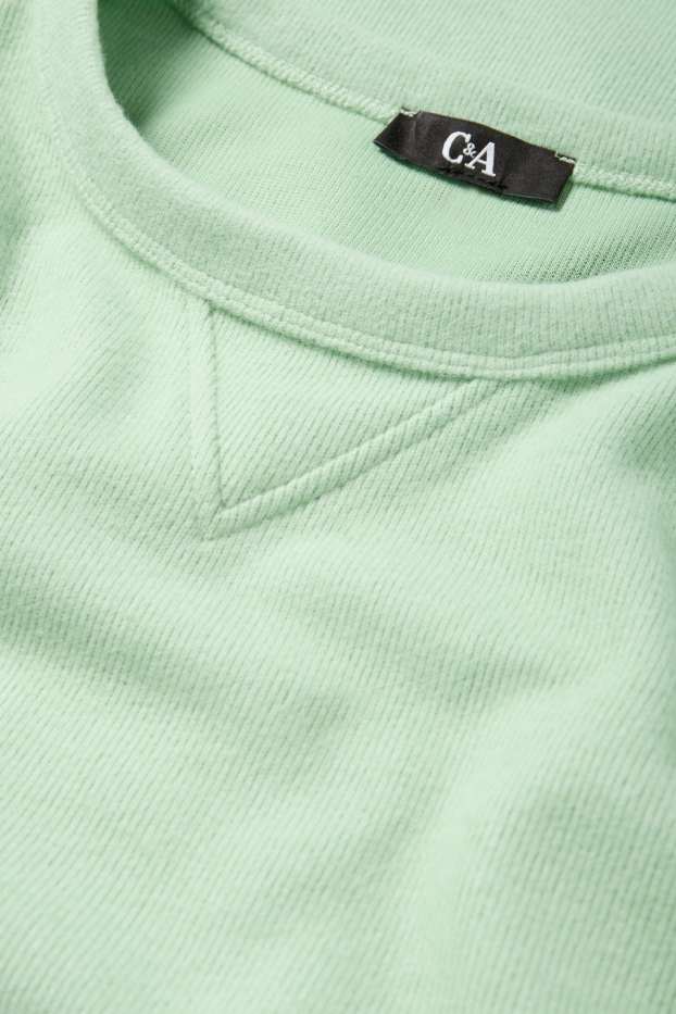 Damen - Sweatshirt - gerippt - hellgrün