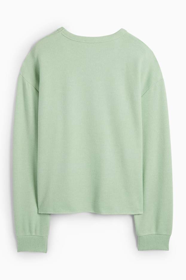 Damen - Sweatshirt - gerippt - hellgrün