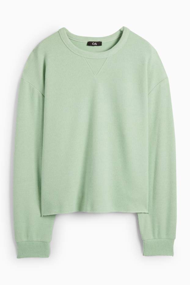 Damen - Sweatshirt - gerippt - hellgrün