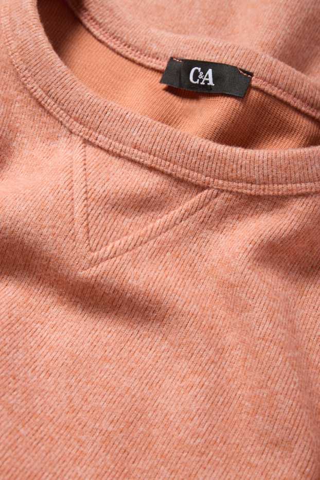 Donna - Felpa - a coste - arancione-rosso