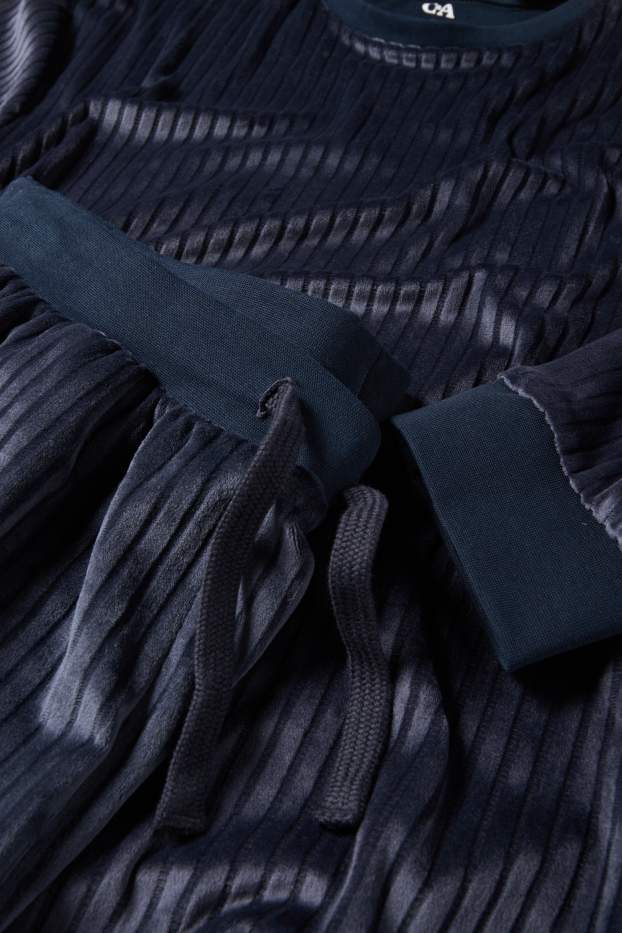 Herren - Winterpyjama - gerippt - dunkelblau