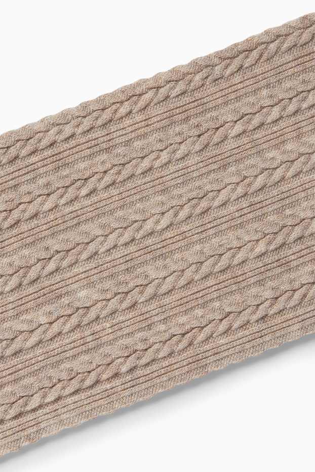 Damen - Strumpfhose - Zopfmuster - hellbeige