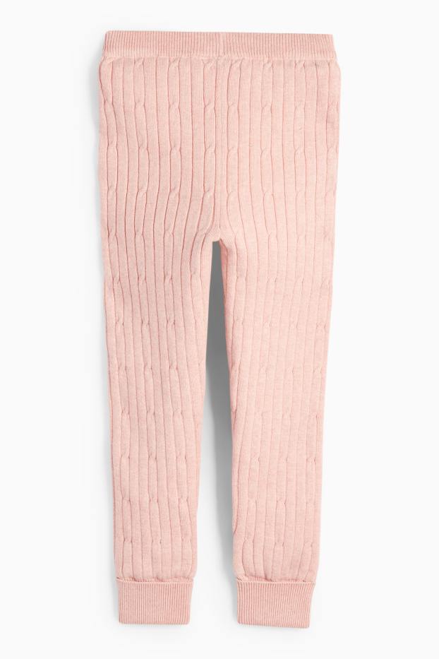 Kinder Mädchen - Thermo-Strick-Jogginghose - Zopfmuster - rosa