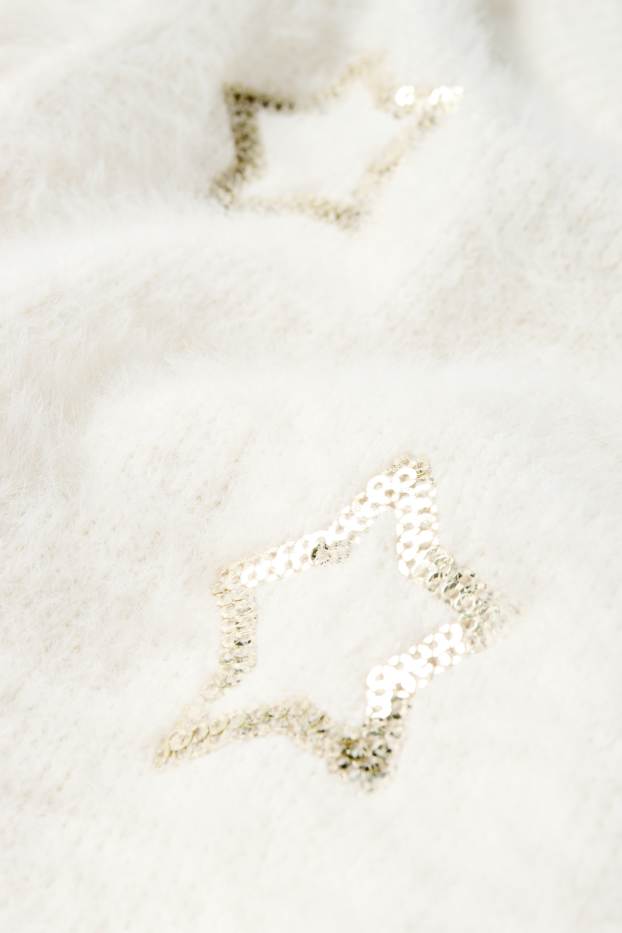 Children Girls - Star - jumper - cremewhite