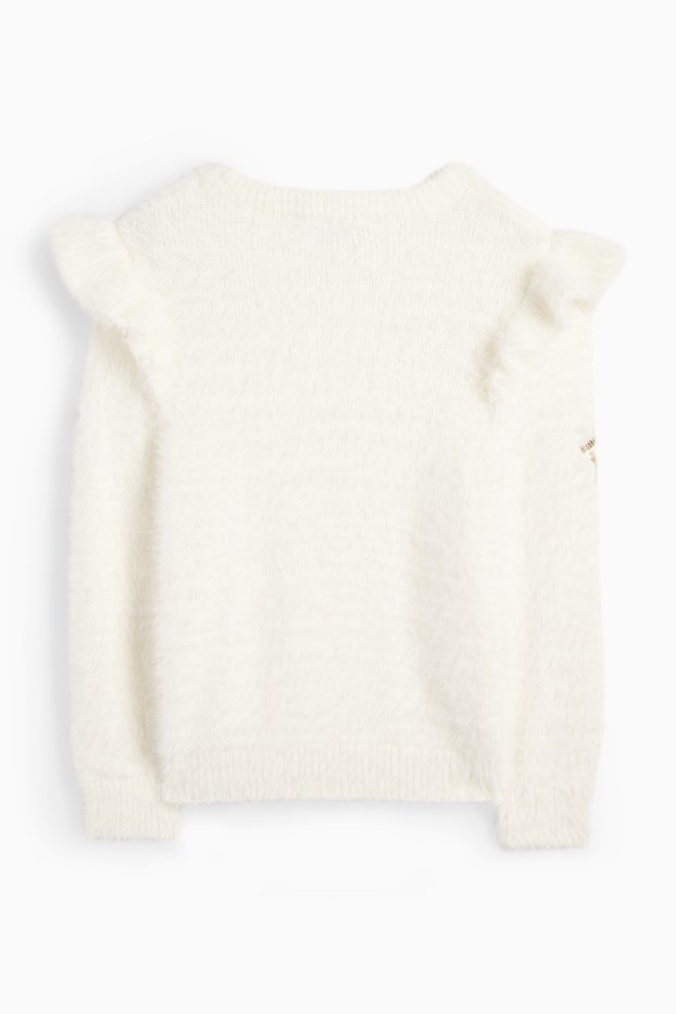 Children Girls - Star - jumper - cremewhite