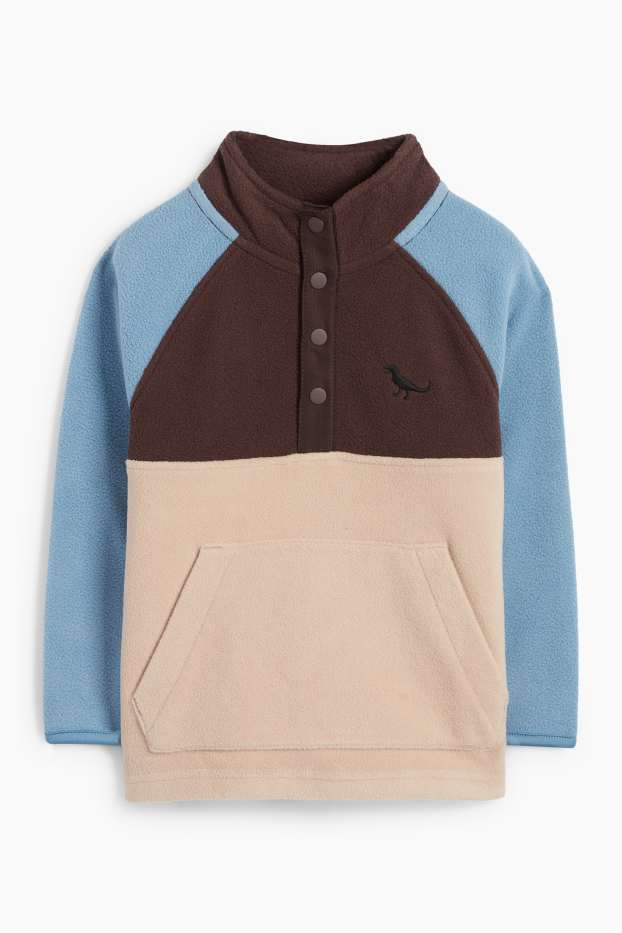 Kinder Jungen - Dino - Fleecepullover - braun / blau
