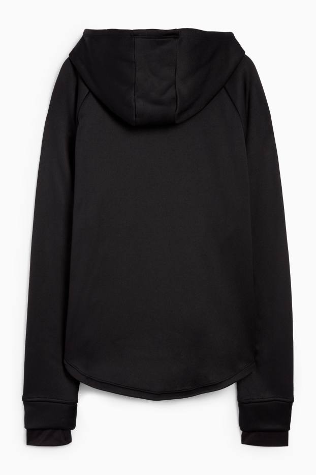 Dames - Vest van sweatstof met capuchon - zwart