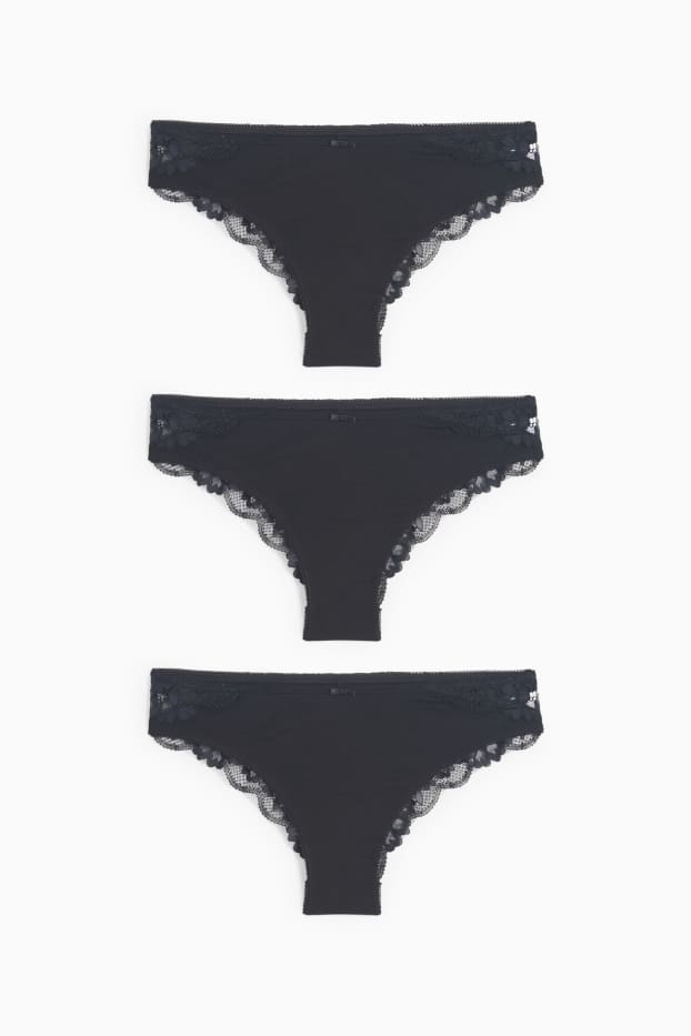 Damen - Multipack 3er - Slip - schwarz