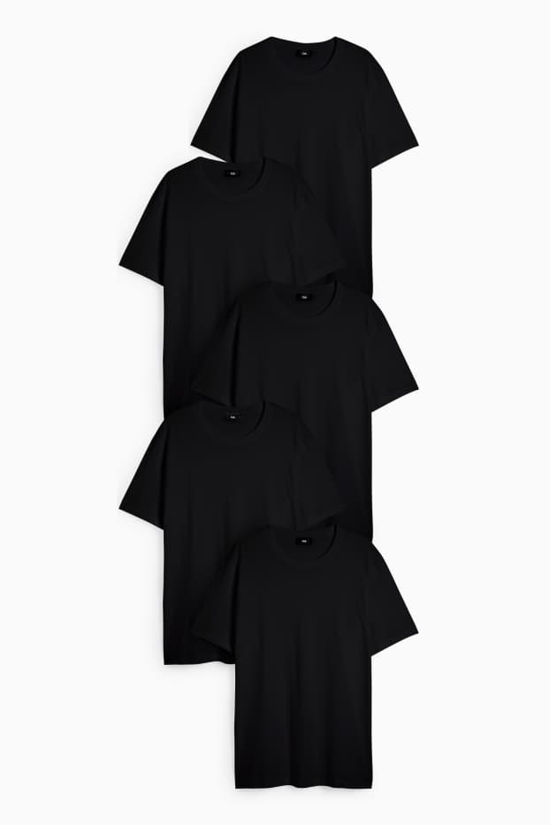 Heren - Set van 5 - T-shirt - regular fit - zwart