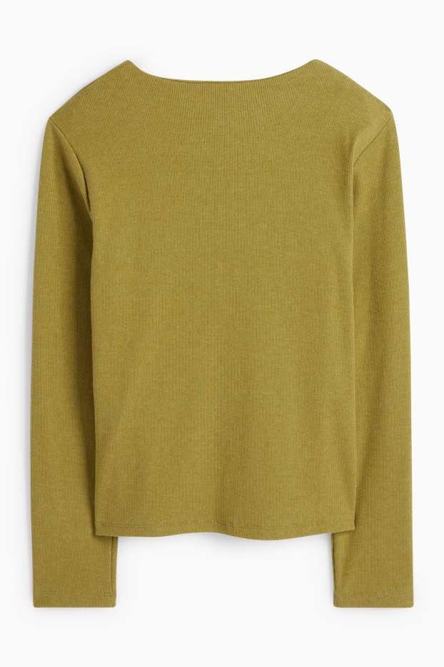 Damen - Sweatshirt - gerippt - grün
