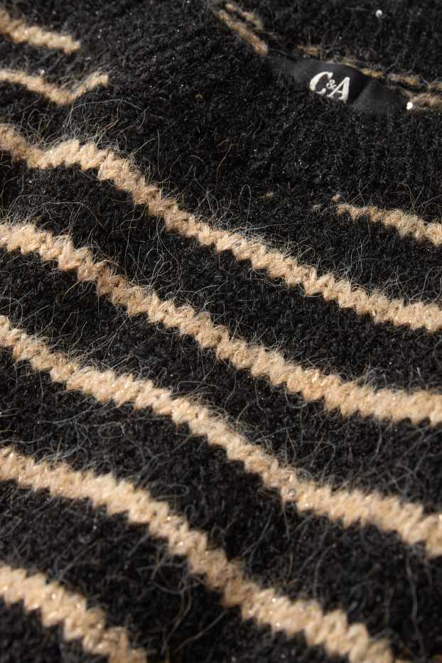 Dámské - Svetr - pruhovaný - černá/béžová