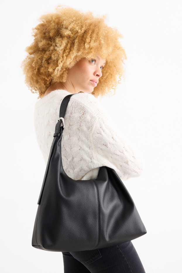 Women - Shoulder bag - faux leather - black