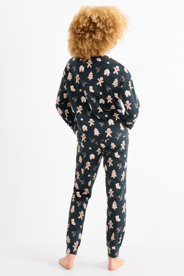 Damen - Mini Me - Damen-Weihnachts-Pyjama - gemustert - dunkelgrün