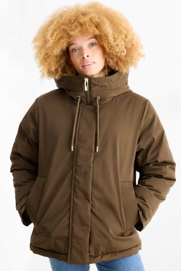 Femmes - Veste à capuche - doublée - finition déperlante - kaki