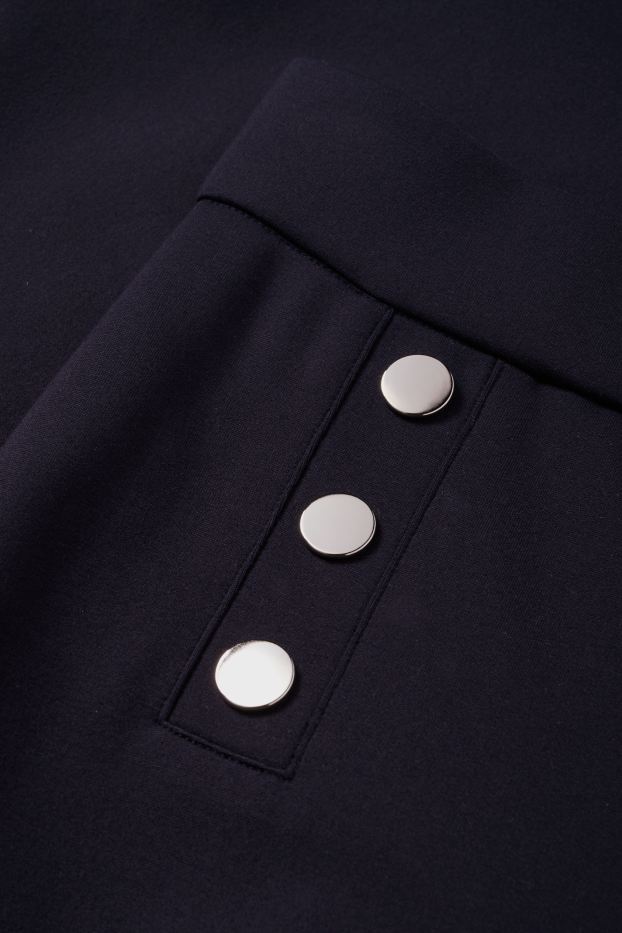 Femei - Pantaloni din jerseu - talie înaltă - wide leg - albastru închis