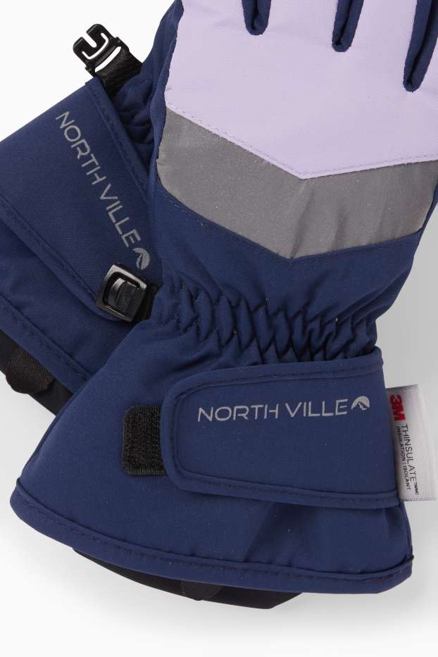 Enfants filles - Gants de ski - imperméables - violet clair