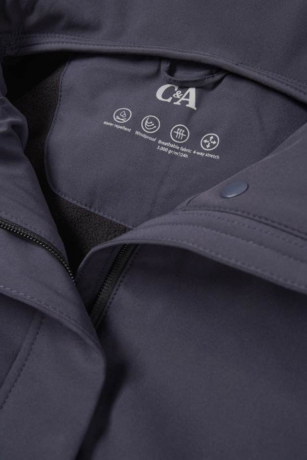 Women - Softshell jacket with hood - water-repellent - 4-Way Stretch - dark blue