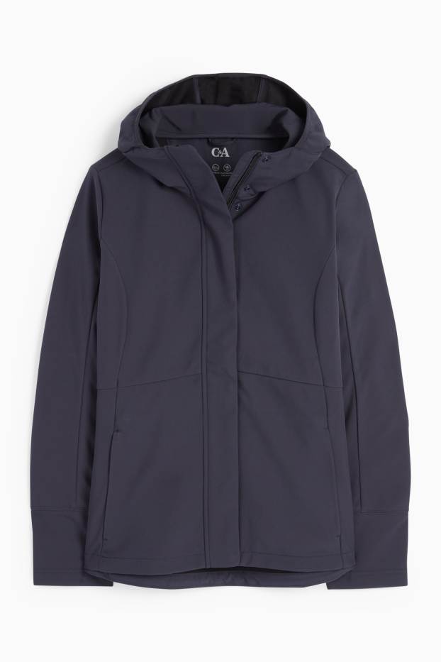 Women - Softshell jacket with hood - water-repellent - 4-Way Stretch - dark blue